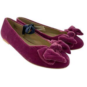 Janie and Jack $69 Velvet Bow-Accent Ballet Flats In Magenta NEW